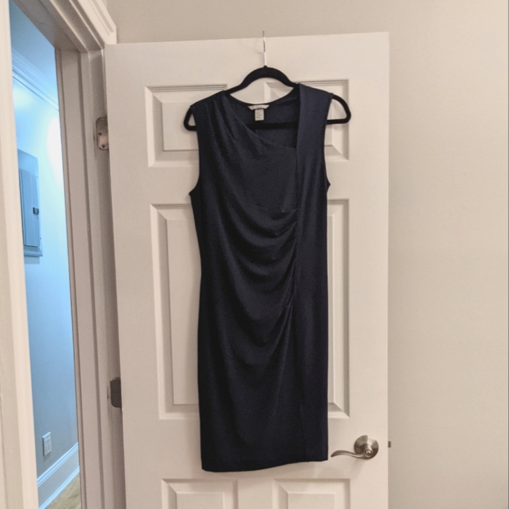 Ruched Navy Blue Dress